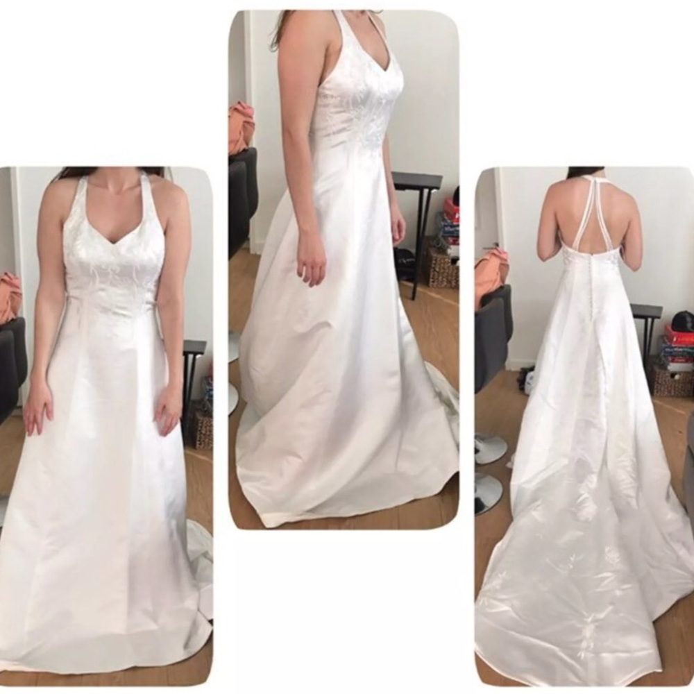 A&T Ivory Halter Wedding Dress
